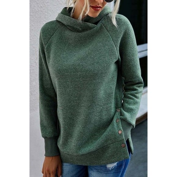 XL Side Button Long Sleeve Hooldie - Picture 2 of 4